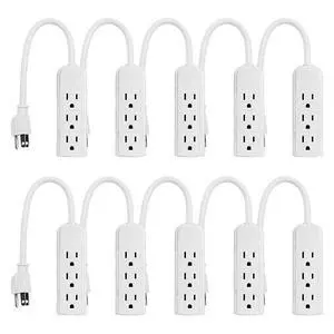 Uninex PS28E WTv2 Compact Grounded 3-Outlet Power Strip, 1-Foot | Value Pack, ETL Listed, White, 10-Pack Uninex PS28E WTv2 Compact Grounded 3-Outlet Power Strip, 1-Foot | Value Pack, ETL Listed, White, 10-Pack