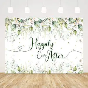 7x5ft Happily Ever After Backdrop for Wedding Eucalyptus Leaves Gold Dots Photography Background Bridal Shower Wedding Party Decorations Banner Photo Props 7x5ft Happily Ever After Backdrop for Wedding Eucalyptus Leaves Gold Dots Photography Background Bridal Shower Wedding Party Decorations Banner Photo Props
