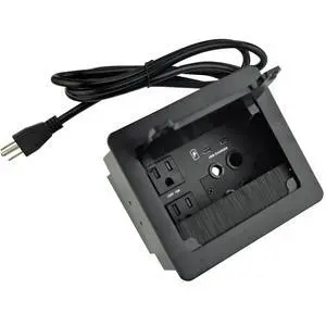 Conference Table Power HubTabletop Brush Cable Cubby Connectivity Box with 2 AC Power + 2 USB-C Charger(33W) + 4 Cable Holes with 5.58ft Power Cord for Conference Office (C+C) Conference Table Power HubTabletop Brush Cable Cubby Connectivity Box with 2 AC Power + 2 USB-C Charger(33W) + 4 Cable Holes with 5.58ft Power Cord for Conference Office (C+C)