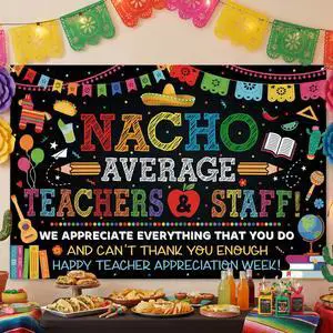 Teacher Appreciation Decorations Backdrop Nacho Average Banner Teacher 3 x 5 ft Cinco De Mayo Teachers Decor for School Classroom Thank You Teachers Staff Appreciation Party Decorations Teacher Appreciation Decorations Backdrop Nacho Average Banner Teacher 3 x 5 ft Cinco De Mayo Teachers Decor for School Classroom Thank You Teachers Staff Appreciation Party Decorations