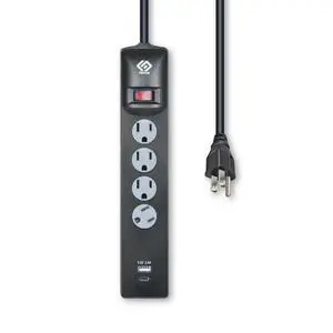 Surge Protector Power Strip, 4 Outlets, Two USB 2.4A Ports (1A1C), 4FT Extension Cord, 500 Joules, 15A/1800W,Wall Mountable, UL Listed Surge Protector Power Strip, 4 Outlets, Two USB 2.4A Ports (1A1C), 4FT Extension Cord, 500 Joules, 15A/1800W,Wall Mountable, UL Listed