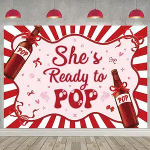 She's Ready to Pop Banner Backdrop 8x6FT Red Coquette Soda Baby Shower Background Retro Soda Diner Theme Gender Reveal Party Decorations Supplies Photo Props She's Ready to Pop Banner Backdrop 8x6FT Red Coquette Soda Baby Shower Background Retro Soda Diner Theme Gender Reveal Party Decorations Supplies Photo Props