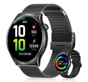 Smart Watch for Men Women, 1.43" HD AMOLED Fitness Tracker Smartwatch Compatible Android & iPhone Phones with Bluetooth Call/Heart Rate Sleep Monitor/120+ Sports Modes/IP68 Waterproof, Black Smart Watch for Men Women, 1.43" HD AMOLED Fitness Tracker Smartwatch Compatible Android & iPhone Phones with Bluetooth Call/Heart Rate Sleep Monitor/120+ Sports Modes/IP68 Waterproof, Black
