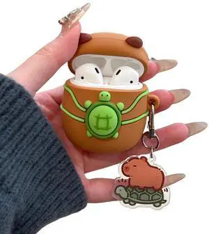 Case Compatible with Airpods Pro, Cute Kawaii Turtle Capybara Design Portable Cartoon Earbuds Accessories Soft Silicone Wireless Earphone Shockproof Protector with Keychain Case Compatible with Airpods Pro, Cute Kawaii Turtle Capybara Design Portable Cartoon Earbuds Accessories Soft Silicone Wireless Earphone Shockproof Protector with Keychain