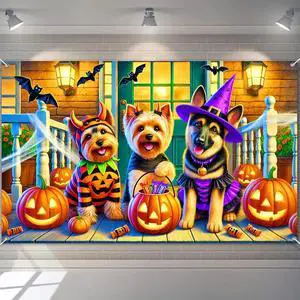 Halloween Dog Banner Trick Or Treat Decorations 71 x 43 Inch | Halloween Party Banner Haunted Photo Backdrop for Yard Wall Haunted House Trick or Treat Halloween Dog Banner Trick Or Treat Decorations 71 x 43 Inch | Halloween Party Banner Haunted Photo Backdrop for Yard Wall Haunted House Trick or Treat