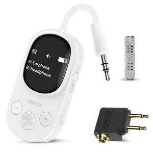 Airplane Bluetooth 5.3 Transmitter Receiver Adapter, Supports 2 AirPods or Headphones with aptX Low Latency, 3.5mm AUX Jack Wireless Audio Transmitter for Planes, Airline, Travel, TV (White) Airplane Bluetooth 5.3 Transmitter Receiver Adapter, Supports 2 AirPods or Headphones with aptX Low Latency, 3.5mm AUX Jack Wireless Audio Transmitter for Planes, Airline, Travel, TV (White)
