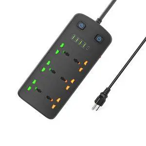 Universal Power Strip with USB and Type C Port, Surge Protector with 6 Universal Oulets and 4 USB, 110-250V, 6.5ft Extension Lead 2500W for European Travel, Home Office Black Universal Power Strip with USB and Type C Port, Surge Protector with 6 Universal Oulets and 4 USB, 110-250V, 6.5ft Extension Lead 2500W for European Travel, Home Office Black