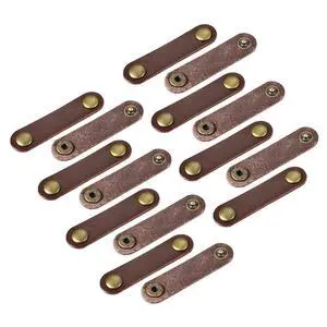 Pack of 15 Leather Cable Straps Cord Organizer 63x16mm Portable Cable Leather Clips Brown Earphone Cord Management for Cable, Wire Pack of 15 Leather Cable Straps Cord Organizer 63x16mm Portable Cable Leather Clips Brown Earphone Cord Management for Cable, Wire