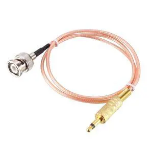 BNC Male to 3.5mm (1/8") Mono TS Male Coaxial Power Audio Cable 50 ohm 4 ft BNC Male to 3.5mm (1/8") Mono TS Male Coaxial Power Audio Cable 50 ohm 4 ft