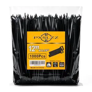 Zip Ties 12 Inch,1000 Pcs,0.19in Width,60LBS Black Cable Ties | Self-Locking,Premium Nylon 66, UV & Weather Resistant, 60LBS Tensile Strength, Indoor Outdoor, Garden & Industrial Use Zip Ties 12 Inch,1000 Pcs,0.19in Width,60LBS Black Cable Ties | Self-Locking,Premium Nylon 66, UV & Weather Resistant, 60LBS Tensile Strength, Indoor Outdoor, Garden & Industrial Use
