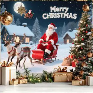Santa Sleigh Backdrop Snowman Decorations 8 x 6 FT | Christmas Backdrop Holiday Party Banner Santa Sleigh Decor Snowman Display for Wall Photo Booth Home Reindeer Santa Sleigh Backdrop Snowman Decorations 8 x 6 FT | Christmas Backdrop Holiday Party Banner Santa Sleigh Decor Snowman Display for Wall Photo Booth Home Reindeer