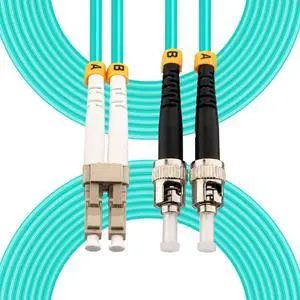 10Meters 32FT LC/UPC to ST/UPC Multi-Mode Fiber Optic Cable | LC to ST OM3 MM Duplex 50/125µm Jumper Optical Patch Cord, LSZH Aqua for Transceivers, Switches and Routers 10Meters 32FT LC/UPC to ST/UPC Multi-Mode Fiber Optic Cable | LC to ST OM3 MM Duplex 50/125µm Jumper Optical Patch Cord, LSZH Aqua for Transceivers, Switches and Routers