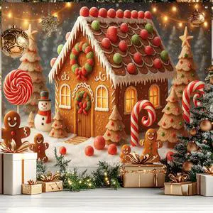 Gingerbread Christmas Backdrop Candy Cane Decorations 8 x 6 FT | Christmas Backdrop Holiday Banner Gingerbread Decor Candy Cane Display for Photo Booth Home Wall Snowman Gingerbread Christmas Backdrop Candy Cane Decorations 8 x 6 FT | Christmas Backdrop Holiday Banner Gingerbread Decor Candy Cane Display for Photo Booth Home Wall Snowman