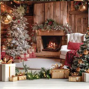 Christmas Fireplace Backdrop Cozy Decorations 8 x 6 FT | Christmas Backdrop Holiday Banner Christmas Tree Display Cozy Decor for Photo Booth Home Wall Indoor Christmas Fireplace Backdrop Cozy Decorations 8 x 6 FT | Christmas Backdrop Holiday Banner Christmas Tree Display Cozy Decor for Photo Booth Home Wall Indoor