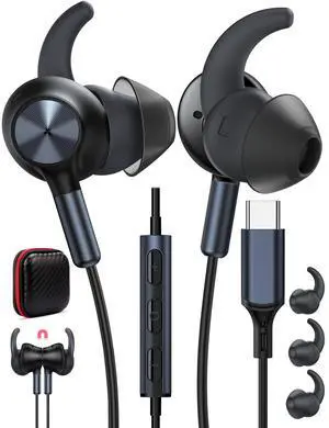 USB Type C Headphone 5FT Wired Earbuds Anti-Loose Wingtip | Noise Canceling in-Ear Earphone with Mic for iPhone 17 Pro Max 16e 16 15 Plus School Corded Headset for Pixel 10 9 9a 8 7 USB Type C Headphone 5FT Wired Earbuds Anti-Loose Wingtip | Noise Canceling in-Ear Earphone with Mic for iPhone 17 Pro Max 16e 16 15 Plus School Corded Headset for Pixel 10 9 9a 8 7