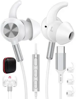 USB Type C Headphone 5FT Wired Earbuds Anti-Loose Wingtip | Noise Canceling in-Ear Earphone with Mic for iPhone 17 Pro Max 16e 16 15 Plus School Corded Headset for Pixel 10 9 9a 8 7 USB Type C Headphone 5FT Wired Earbuds Anti-Loose Wingtip | Noise Canceling in-Ear Earphone with Mic for iPhone 17 Pro Max 16e 16 15 Plus School Corded Headset for Pixel 10 9 9a 8 7