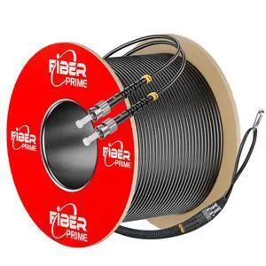 Outdoor OS2 ST to ST Single Mode Fiber Patch Cable, 200FT/61M | OD-5mm,Industrial TPU, Armored,Duplex Singlemode,9/125um,Direct Burial Optical Cable,10G/10G/100G, Pulling Eye Kit Installed Outdoor OS2 ST to ST Single Mode Fiber Patch Cable, 200FT/61M | OD-5mm,Industrial TPU, Armored,Duplex Singlemode,9/125um,Direct Burial Optical Cable,10G/10G/100G, Pulling Eye Kit Installed