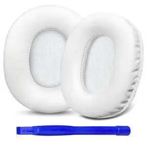 Earpads Replacement for Audio Technica ATH M50X M50xBT2 M50xLAB M40X M30X M20X MSR7 SX1 Monitor Headphones, Ear Pads Cushions with Softer Protein Leather, High-Density Foam (White) Earpads Replacement for Audio Technica ATH M50X M50xBT2 M50xLAB M40X M30X M20X MSR7 SX1 Monitor Headphones, Ear Pads Cushions with Softer Protein Leather, High-Density Foam (White)