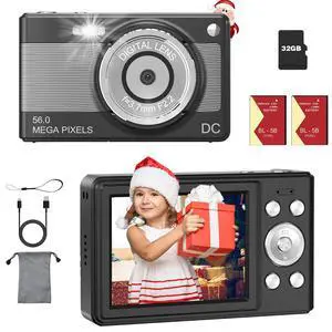 Digital Camera 1080P Video Camera for Kids Boys Girls, 8X Zoom Compact Digital Point and Shoot Kids Digital Camera with 32GB Card,2 Batteries-Black Digital Camera 1080P Video Camera for Kids Boys Girls, 8X Zoom Compact Digital Point and Shoot Kids Digital Camera with 32GB Card,2 Batteries-Black