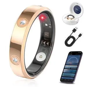 Smart Ring for Men & Women, Fitness & Sleep Tracker, No Subscription Required, IP68 Water Resistant, Remote Camera Control, Wireless Charging Case, Compatible with Android & iOS, Size 9 Smart Ring for Men & Women, Fitness & Sleep Tracker, No Subscription Required, IP68 Water Resistant, Remote Camera Control, Wireless Charging Case, Compatible with Android & iOS, Size 9
