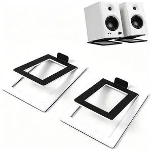 Desktop Sound Stand Base, White, 2PCS/A Pair | Carbon Steel Material, Shock Absorption, Improved Sound Quality, Tilted Design, For PC, Studio & Bookshelf Speakers Desktop Sound Stand Base, White, 2PCS/A Pair | Carbon Steel Material, Shock Absorption, Improved Sound Quality, Tilted Design, For PC, Studio & Bookshelf Speakers