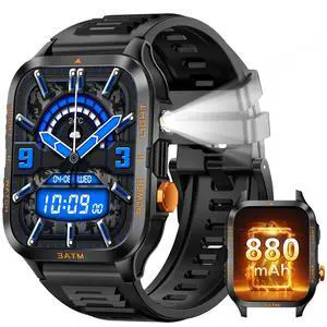Military Smart Watches for Men (Answer/Make Call) 1.96" HD Big Screen | Rugged Tactical Smartwatch with LED Flashlight/880mAh/3ATM Waterproof/HR/Sleep Monitor, Fitness Tracker for iPhone Android Military Smart Watches for Men (Answer/Make Call) 1.96" HD Big Screen | Rugged Tactical Smartwatch with LED Flashlight/880mAh/3ATM Waterproof/HR/Sleep Monitor, Fitness Tracker for iPhone Android