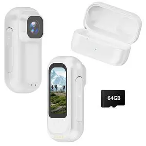 2K Wearable Mini Body Camera Thumb POV Loop Recording | Thumb-Sized Action Cam, 1.47" LCD, 64G SD & 1800mAh Charging Case, Outdoor Riding,Helmet Bike Motorcycle White 2K Wearable Mini Body Camera Thumb POV Loop Recording | Thumb-Sized Action Cam, 1.47" LCD, 64G SD & 1800mAh Charging Case, Outdoor Riding,Helmet Bike Motorcycle White
