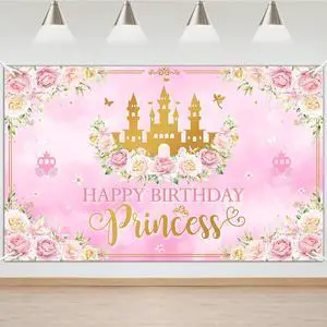 Princess Happy Birthday Banner Pink Princess Birthday Party Decorations Pastel Floral Castle Backdrop for Girls Princess Party Supplies (6 x 3.6 ft) Princess Happy Birthday Banner Pink Princess Birthday Party Decorations Pastel Floral Castle Backdrop for Girls Princess Party Supplies (6 x 3.6 ft)