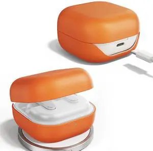 Leather Case for Samsung Galaxy Buds4 (2026), Made of Full Grain Leather, Wireless Charging, Protective Hard Cover, Headphone Accessories, for Men Women, Orange Leather Case for Samsung Galaxy Buds4 (2026), Made of Full Grain Leather, Wireless Charging, Protective Hard Cover, Headphone Accessories, for Men Women, Orange