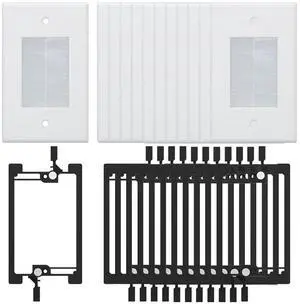 Single Gang Wall Plate with Low Voltage Mounting Bracket, Bruh Wall Plate Cable Pass Through for HDMI, Coaxial, Ethernet, Speaker Cables and Wires, White, 12 Pack Single Gang Wall Plate with Low Voltage Mounting Bracket, Bruh Wall Plate Cable Pass Through for HDMI, Coaxial, Ethernet, Speaker Cables and Wires, White, 12 Pack