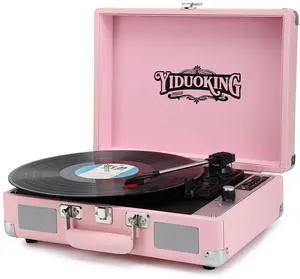 Record Player, Vinyl Record Player with Stereo Speakers,All-in-one Turntable, 3-Speed Bluetooth Record Player, Supports USB/SD Card Playback, AUX Input, RCA Output, Headphone Jack, Pink Record Player, Vinyl Record Player with Stereo Speakers,All-in-one Turntable, 3-Speed Bluetooth Record Player, Supports USB/SD Card Playback, AUX Input, RCA Output, Headphone Jack, Pink
