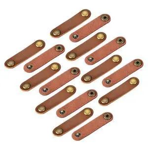 Pack of 15 Leather Cable Straps Cord Organizer 63x16mm Portable Cable Leather Clips Light Brown Earphone Cord Management for Cable, Wire Pack of 15 Leather Cable Straps Cord Organizer 63x16mm Portable Cable Leather Clips Light Brown Earphone Cord Management for Cable, Wire