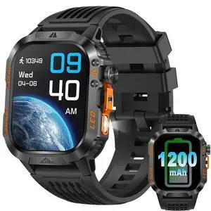 Smart Watch,1200mAh Long Battery Life, 2.01-inch LCD, Bluetooth Calling, Flashlight, Heart Rate/Sleep Monitoring, Supports 100+Sports Modes, IP68 Waterproof,Android & iOS Compatible (Black) Smart Watch,1200mAh Long Battery Life, 2.01-inch LCD, Bluetooth Calling, Flashlight, Heart Rate/Sleep Monitoring, Supports 100+Sports Modes, IP68 Waterproof,Android & iOS Compatible (Black)