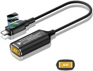 Laptop Power Adapter DC to USB Type-C Converter with Digital Display, Auto Recognition PD 140W, 5V/9V/20V Conversion Cable Compatible with Lenovo Square Plug, DC to USB Type C Laptop Power Adapter DC to USB Type-C Converter with Digital Display, Auto Recognition PD 140W, 5V/9V/20V Conversion Cable Compatible with Lenovo Square Plug, DC to USB Type C