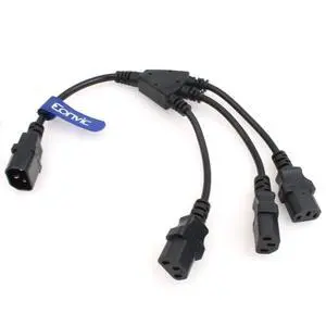 IEC 320 C14 Male to 3 x C13 Female Y Splitter Power Cable 2ft IEC 320 C14 Male to 3 x C13 Female Y Splitter Power Cable 2ft