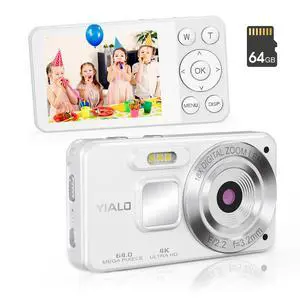 4K Digital Camera for Teens, FHD 64MP Digital Camera for Kids with 64GB SD Card, 18X Digital Zoom Cameras for Photography, Point and Shoot Video Camera for Kids, White 4K Digital Camera for Teens, FHD 64MP Digital Camera for Kids with 64GB SD Card, 18X Digital Zoom Cameras for Photography, Point and Shoot Video Camera for Kids, White