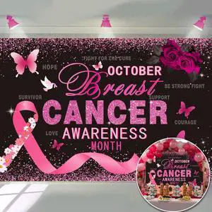 Breast Cancer Awareness Backdrop Pink Ribbon Love Hope Background | 8X6FT October Breast Cancer Prevention Banner, Pink Ribbon Banner,Breast Cancer Charity Fundraising Activities Photo Props Breast Cancer Awareness Backdrop Pink Ribbon Love Hope Background | 8X6FT October Breast Cancer Prevention Banner, Pink Ribbon Banner,Breast Cancer Charity Fundraising Activities Photo Props