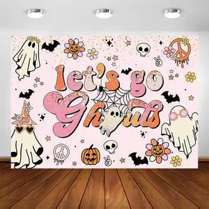 Let's Go Ghouls Backdrop Halloween Boo Bachelorette Party Decorations Boho Groovy Retro Hippie Theme Bridal Shower Wedding Engagement Party Photography Background Cake Table Banner (7x5ft) Let's Go Ghouls Backdrop Halloween Boo Bachelorette Party Decorations Boho Groovy Retro Hippie Theme Bridal Shower Wedding Engagement Party Photography Background Cake Table Banner (7x5ft)