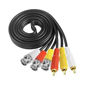BNC to RCA Video Audio Cable Coaxial Cable 3 BNC Male to 3 RCA Male | Gold Plated Connector Coupler Coaxial AV Connector Adapter for Camera DVR CCTV Surveillance Systems - 1.5M BNC to RCA Video Audio Cable Coaxial Cable 3 BNC Male to 3 RCA Male | Gold Plated Connector Coupler Coaxial AV Connector Adapter for Camera DVR CCTV Surveillance Systems - 1.5M