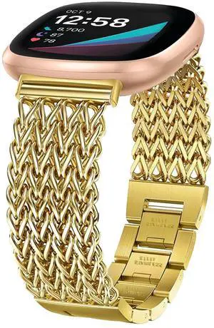 Metal Band Compatible for Fitbit Versa 4/Sense 2/Versa 3/Sense, 22mm Dressy Stainless Steel Chain Strap Designer Wristband Metal Band Compatible for Fitbit Versa 4/Sense 2/Versa 3/Sense, 22mm Dressy Stainless Steel Chain Strap Designer Wristband
