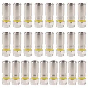 25pcs RG6 Connectors, F Type Connectors, RG6 Coax Cable Compression Adapter Plug for Satellite & Cable TV 25pcs RG6 Connectors, F Type Connectors, RG6 Coax Cable Compression Adapter Plug for Satellite & Cable TV