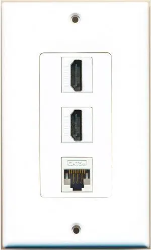2 HDMI and 1 Cat5e White Ethernet Port Wall Plate Decorative - White 2 HDMI and 1 Cat5e White Ethernet Port Wall Plate Decorative - White