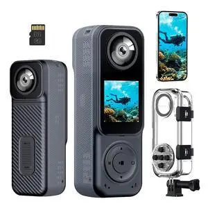 4K Handheld Vlogging Camera Body Cam Action Camera for Travel | 4K UHD | with Waterproof Case & 32GB Card | Connect to APP | Dual-Lens | 3.5 Hours Working | Travel Vlogging Camera 4K Handheld Vlogging Camera Body Cam Action Camera for Travel | 4K UHD | with Waterproof Case & 32GB Card | Connect to APP | Dual-Lens | 3.5 Hours Working | Travel Vlogging Camera