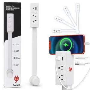 Clamp On Extension Cord Socket Extender with USB-C & USB-A, Low-Profile Rotating Flat Plug, 3-Outlet Wall Adapter for Behind Furniture, Bedroom & Nightstand Wall Outlet Extender Clamp On Extension Cord Socket Extender with USB-C & USB-A, Low-Profile Rotating Flat Plug, 3-Outlet Wall Adapter for Behind Furniture, Bedroom & Nightstand Wall Outlet Extender