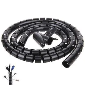 Black Spiral Winding Cable Management Pipe Wire Wrap Line Coiled Tube, Flexible Cord Covered Protective Bundler Sleeve Hose for Office, Computer, TV, and Car (Length 10ft- Dia 1.1inch) Black Spiral Winding Cable Management Pipe Wire Wrap Line Coiled Tube, Flexible Cord Covered Protective Bundler Sleeve Hose for Office, Computer, TV, and Car (Length 10ft- Dia 1.1inch)