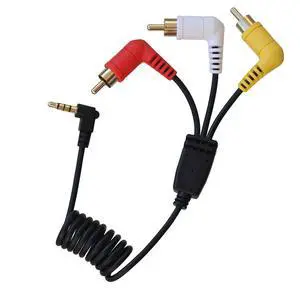 3.5mm to 3 RCA A/V Cable Compatible with Sony Handycam Camcorder and ImmersionRC Powerplay Coiled Plug and Play, No Cable Spacer Needed (Black, Red, White, Yellow) 3.5mm to 3 RCA A/V Cable Compatible with Sony Handycam Camcorder and ImmersionRC Powerplay Coiled Plug and Play, No Cable Spacer Needed (Black, Red, White, Yellow)