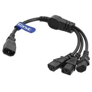 Y Splitter Power Cable IEC 320 C14 Male to 3 x C13 Female Y Splitter Power Cable IEC 320 C14 Male to 3 x C13 Female