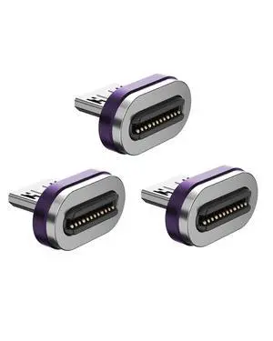 Magnetic 24-Pin Micro USB Connector Tip, 240W PD Fast Charging 40Gbps Data | 4K60Hz Video, Anti-Arc Design, 3rd Gen Neodymium Magnet, Compatible with 24PIN Magnetic Adapter, 3Pack Magnetic 24-Pin Micro USB Connector Tip, 240W PD Fast Charging 40Gbps Data | 4K60Hz Video, Anti-Arc Design, 3rd Gen Neodymium Magnet, Compatible with 24PIN Magnetic Adapter, 3Pack