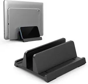 Adjustable Vertical Laptop Stand for Desk, Compatible with 11-Inch to 17.3-Inch Laptops, iPad, iPhone, MacBook Pro/Air, Dell, HP, Lenovo, Asus - 3 in 1 Design Computer Stand (Black) Adjustable Vertical Laptop Stand for Desk, Compatible with 11-Inch to 17.3-Inch Laptops, iPad, iPhone, MacBook Pro/Air, Dell, HP, Lenovo, Asus - 3 in 1 Design Computer Stand (Black)