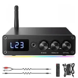 G12D Bluetooth 5.3 Stereo Amplifier,200W Mini Class D Amp with USB Flash Drive/RCA Input,3.5mm Headphone Output and Remote Control,Suitable for Home Stereo Amplifier and Active Speakers G12D Bluetooth 5.3 Stereo Amplifier,200W Mini Class D Amp with USB Flash Drive/RCA Input,3.5mm Headphone Output and Remote Control,Suitable for Home Stereo Amplifier and Active Speakers